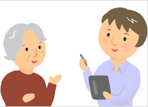 ケアプランの説明を受けているイラスト画像